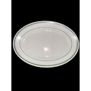 Homer Laughlin Oval Platter Ironstone Farmhouse Restaurant-ware Green Stripe